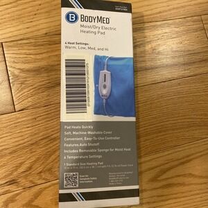 BodyMed Moist/Dry Electric Heating Pad 4 Heat Setting Warm, Low, Med and‎ Hi New